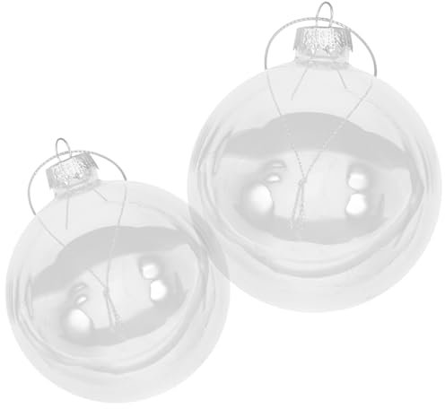 VICASKY 2 Stück Weihnachtskugeln Dekorationen Christbaumkugeln Partys Transparent Bruchsichere Weihnachtskugeln Gold Weihnachtsschmuck Christbaumschmuck Klare Dekoration Glas
