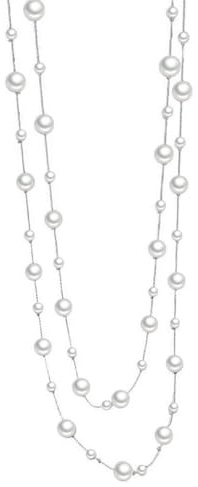 IMINI Collana di perle da donna, lunga catena imitazione perline multistrato, elegante vintage, per maglioni nuziali o serate, collana girocollo con perle chic, da donna, stile bohemian