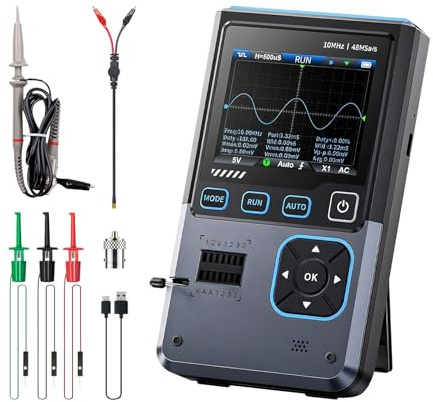 Osciloscopio de mano DSO-TC4, kit de osciloscopio digital portátil, frecuencia de muestreo de 48 MS/s, ancho de banda de 10 MHz, pantalla a color de 2,8 pulgadas con sonda P1600 para generación