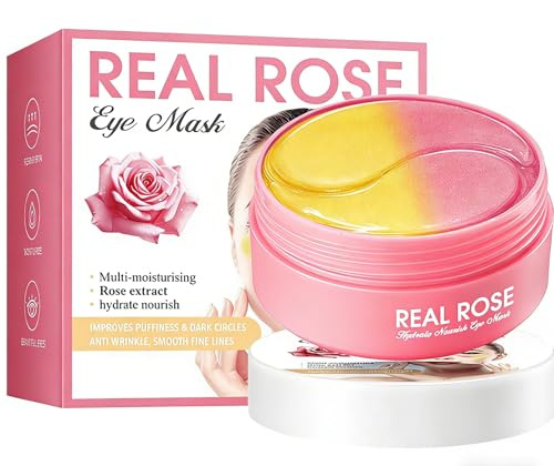 60 Stück Augenpads mit Rosen-Extrakt,Under Eye Patches mit Niacinamid,Hyaluron und Koffein - Augenpads Gegen Augenringe,Falten und Tränensäcke,Kollagen Eye Pad für Anti-Aging und Hydratation.