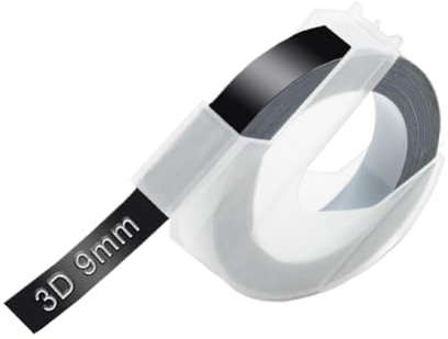 HAOCNC 3D-Prägeetikettenmaschine, 1 Stück, 12965, 1610, kompatibel mit Druckerzubehör, Etikettendrucker E101, tintenloser Etikettendrucker, ähnlich wie B90(1PK Black Tape)