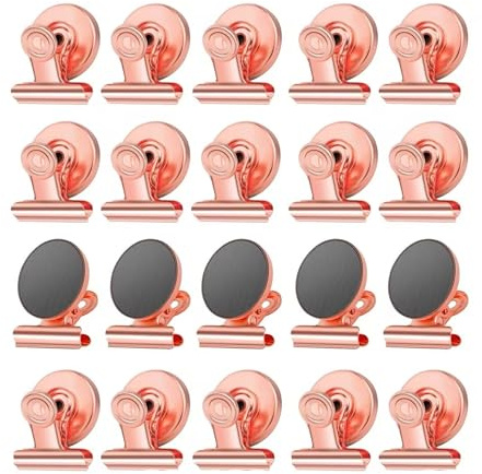 Strong Magnetic Clips, 20 Pack, 1.2 Inch, 30 mm, Rose Gold, Heavy Duty Refrigerator Magnet Clips, Medium Clip Magnets, Office Supplies, Photo Displays
