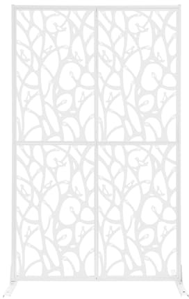 C-Juzarl Raumteiler 183 x 115 cm Sichtschutz Metall Paravent mit Ständer Trennwand Raumtrenner für Garten, Balkon, Terrasse, Innenbereich, Stahl (Weiß)