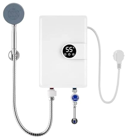 Mimoqk Instant Water Heater,Digital Display Shower Camping Heating - Tankless Water Heater Electric | for Sink Kitchen Bathroom Pool Outdoor Indoor Tub