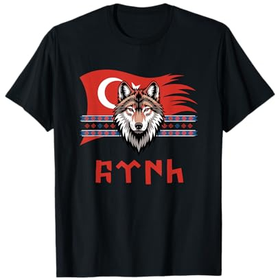 Göktürk Bozkurt Loup Design – Drapeau Turc & Runes T-Shirt