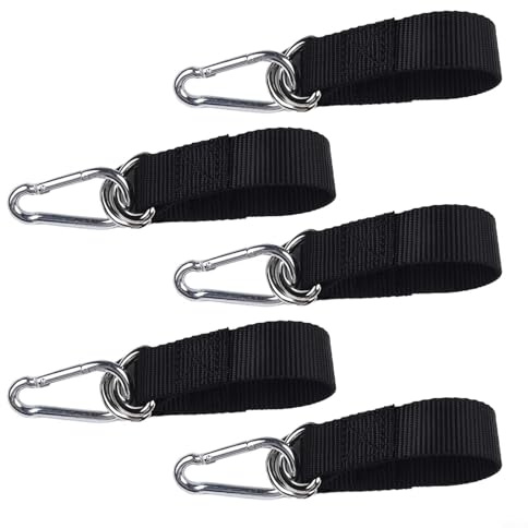 Pack of 5 Heavy Duty Tree Swing Straps with Nylon Hooks and Rings for Outdoor Hanging, Gym Extension Belts, Safety Chains, and Sandbags (50cm*25mm)