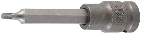 BGS 5470 | Kraft-Bit-Einsatz | Länge 100 mm | T-Profil (für Torx) T25 | Antrieb Innenvierkant 12,5 mm (1/2) | Chrom-Vanadium-Stahl | Drehmoment max. 20 Nm | für Hand- und Schlagschrauberbetrieb