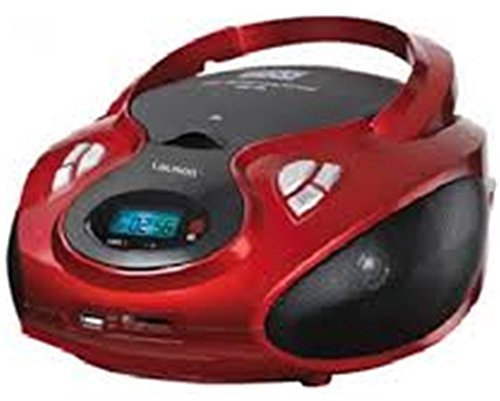 Lauson CP429, Radio Boombox FM/AM, CD Portátil, con USB, Lector de tarjetas SD, Rojo