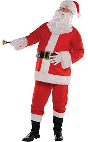 amscan Mens Deluxe Regal Plush Santa Claus Costume Father Christmas Suit Fancy Dress (Chest: 38 - 40)