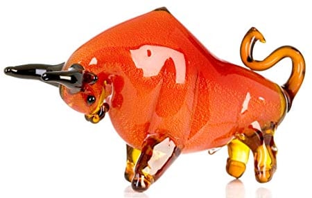 Casablanca - Skulptur Stier - aus Glas in rot orange braun schwarz H 28 cm
