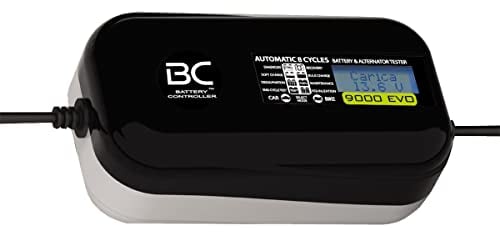 BC Battery Controller BC 9000 EVO, Caricabatteria e Mantenitore Digitale/LCD, Tester di Batteria e Alternatore per tutte le batterie Auto, Moto, Camper, RV ed Imbarcazioni 12V Piombo-Acido, 9A/1A