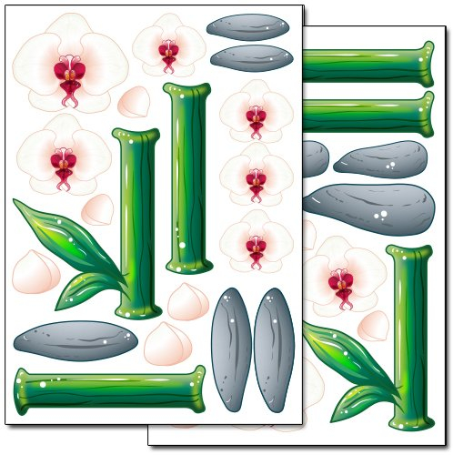 WANDKINGS Weiße Orchideen Wandsticker Set, 36 Aufkleber, 2 DIN A4 Bögen, Gesamtfläche 60 x 20 cm