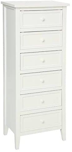 Atmosphera - Chiffonnier Charme Blanc - 6 Tiroirs, L 45 x P 30 x H 113 cm, Style Romantique - Meuble de Rangement pour Chambre, Entrée, Salon