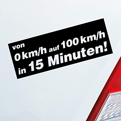 Hellweg Druckerei von 0 auf 100 in 15 Minuten! Auto Aufkleber Sticker Heckscheibenaufkleber