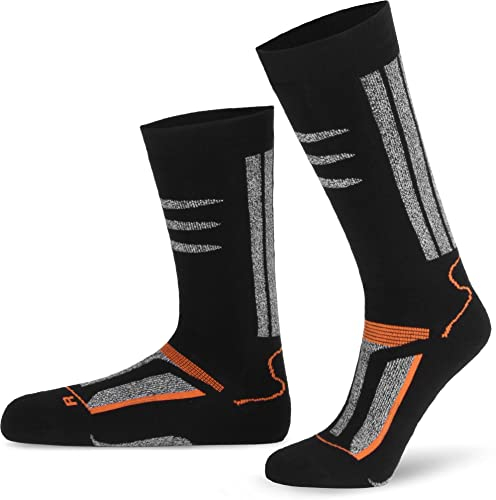 normani 3 Paar Kinder Funktionssocken Kniestrümpfe mit Innenfrottee - Winterstrümpfe Skistrumpf für Mädchen und Jungen (Gr. 27-42) Farbe Orange Größe 31-34