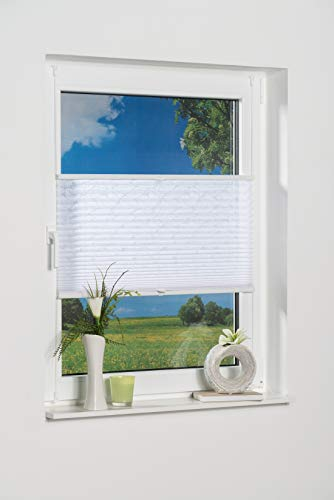 K-home Klemmfix-Plissee , Ausbrenner Stoff, weiß, 45 x 130 cm (B x L)