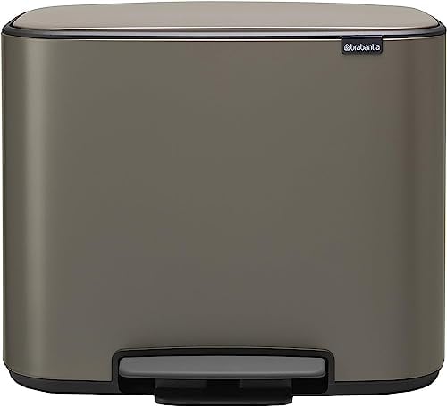 Brabantia Bo Pedal Bin, Steel, Platinum, 3 x 11 L
