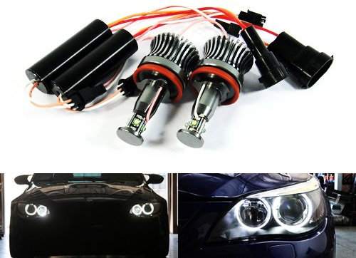 2 faros delanteros LED de ángel con anillo halo DRL H8 de 40 W para E90 E92 E82 E60 E70