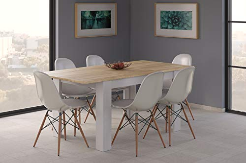 Dmora - Tavolo allungabile Midland, Consolle estensibile per sala da pranzo, Tavolo apribile da cucina con prolunga, 140/190x90h78 cm, Rovere e Bianco