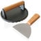 KARESE Round Cast Iron Bacon Press 1.1kg weight comes complete with Spatula, 17.5 cm Round Grill Press with Beech Wood Handle ideal for Bacon, Burger, Grilled Sandwich, Quesadilla and Steak