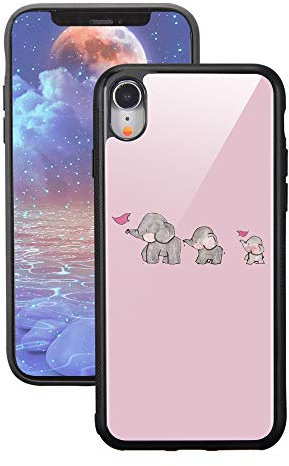 LuGeKe Cute Elephant Pink Case for iPhone XR, Cool Kawaii Aesthetic Cartoon Animal Pattern Design Phone Covers TPU Shockproof Protective Phone Case for Men Women Boys Girls