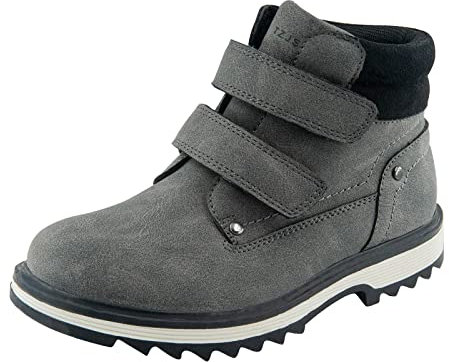 TZJS Unisex Kinder Klassische Stiefel für Jungen Mädchen Baby Winterstiefel Mit Klettverschluss Wasserdicht Stiefeletten Schneestiefel Arbeitsstiefel Herbstschuhe Winterschuhe(Grau, numeric_26)