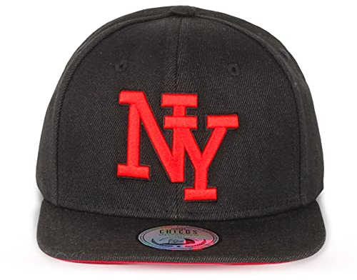 JOHNNY CHICOS NY New York süße Unisex Schwester Bruder Kindercap Smile Tiger Adler Prince Kinder Cap Snapback und Mütze ca. 49-58cm Kopfumfang (One Size, NY-BLK-RED-RED)