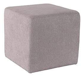 fornera f66 Cube Sitzwürfel Polsterwürfel Polsterhocker Sitzpouf Pouf HockeFußhocker Sitzbank Hocker Stoffhocker, viele Farben, hochwertige Polsterung, Kunststofffüße (Chalk Grey)