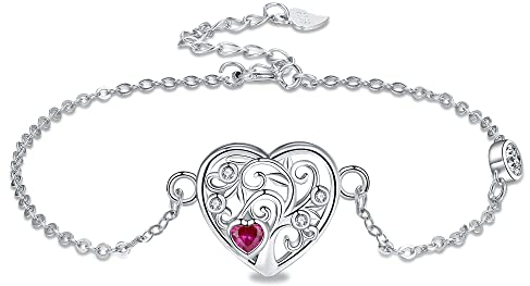 Micory Bracciale Cuore Albero Della Vita Argento 925 Donna, Regali Gioielli per Madre Amica Moglie