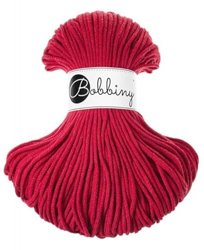 Bobbiny Junior Makramee-Schnur, geflochten, 3 mm, klassisch, Rot, 100 m