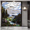 Siunwdiy Fensteraufkleber,Selbsthaftend Sichtschutzfolie,Bunt Landschaft Fensterfolie Milchglasfolie Privatsphäre, Für Zu Hause Badezimmer Wohnzimmer Dekorativ,13,40x60cm(18x24)