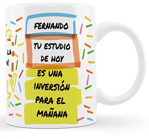 Bee Ingenious Taza Personalizada para Opositores con Nombre - Regalo para Opositor - Taza de Desayuno (Tu Estudio Tu Inversión)