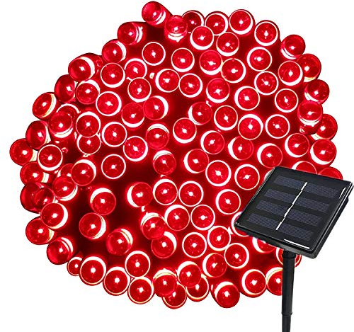 Tuokay, Solar Lichterkette Außen, 22m 200 LED 8 Modi, Wasserdicht LED Außenlichterkette, Dekorative Beleuchtung für Garten Balkon Pavillon Terrasse Rasen Hof Zaun Deko (Rot)
