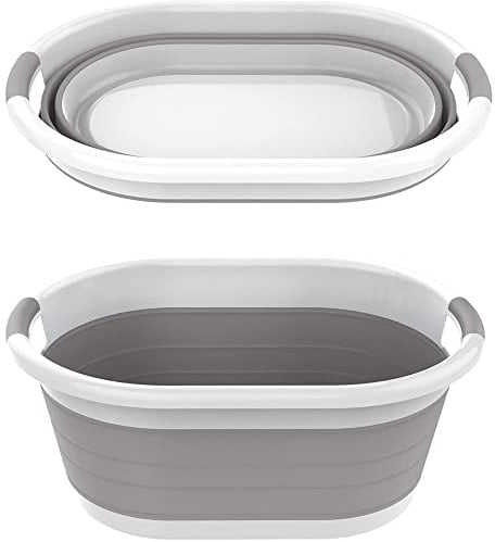 Aspect 58L Collapsible & Portable Laundry Basket | Convenient and Easy Space Saving Storage with Durable Plastic Handles | Preserve Hygiene | Perfect for Laundry Sorting Grey & White