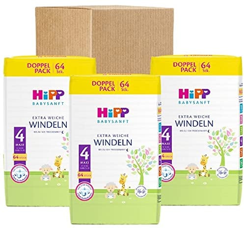 HiPP Babysanft Windeln Maxi 4 Vorratsbox (3 x 64 Stück)
