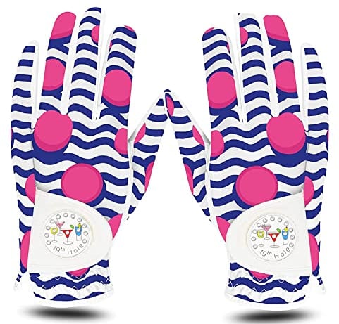 LOVMEAD Damen Golf Handschuh Golfhandschuhe Leder mit Ballmarker All Wetter Linke Rechte Hand Paar, Damen-Golfhandschuhe Rain Grip Weathersof rutschfest Sport (Rosa, S)