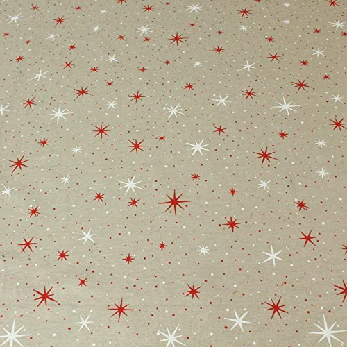 Stoff Meterware Sterne Punkte rot weiß Baumwolle Polyester - 1 Meter, Weihnachten, Advent, Deko, Vorhang, Tischwäsche, Kissenbezüge