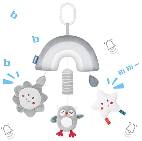 Vicloon Baby Bettglocke Spielzeug,Greifen und Spielen für Babys,Plüschtier mit Glöckchen, Regenbogen-Plüschtier für Babys und Kleinkinder ab 0+ Monaten