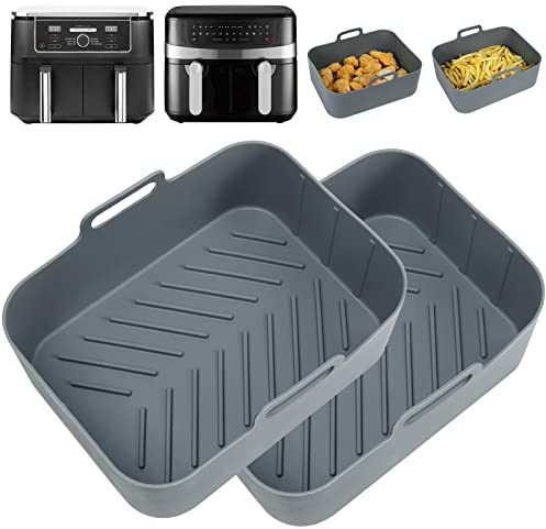 YQL | Extra Dicke 2mm | Silikonform für Ninja Foodi Max Dual Zone Heißluftfritteuse AF400EU, Heißluftfritteuse Zubehör für Ninja AF400EUCP, Airfryer Zubehör für Airfryer 2 Kammern 9,5L