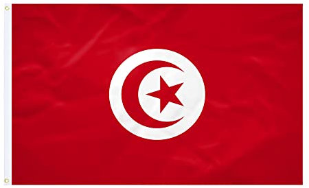 Drapeau Tunisie - 90x150cm - Tissu Renforcé - Couture Durable - Couleurs Vives - Drapeau Extérieur Intérieur - Oillets Intégrés - Drapeau National