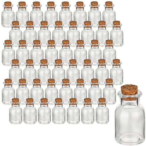 gouveo 48er Set Gewürzgläser 30 ml rund mit Korken - Kleine Korkengläser mit Korkverschluss - Leere Vorratsgläser für Kräuter, Gewürze (CBT030PK)
