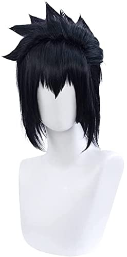 CHALKSEA Anime Sasuke Uchiha Cosplay Perücke, Schwarz Kurzhaar Perücken Hitzebeständige Synthetische Halloween Kostüm Party Perücken, Anime-Fan-Geschenk