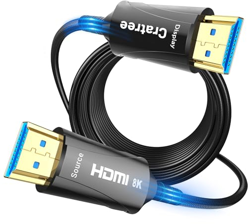 HDMI 2.1 Glasfaser kabel 15m 8K - 48Gbps Ultra High Speed Kabel Unterstützung 8K 60Hz, 4K120Hz, HDCP 2.2&2.3, HDR10, kompatibel mit Fire Roku Apple HDTV, Monitor, Projektor