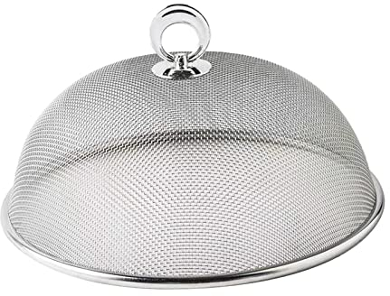 perfk Couvercles de Nourriture Couvercles de Service d'assiettes Anti-Mouches Couvercle de dôme Alimentaire réutilisable en Acier Inoxydable Couvercles, 35CM