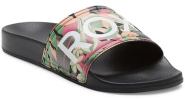 Roxy Damen Slippy Sandale, Black/PINK/Soft Lime, 39 EU