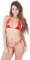 EUDUQ Ensemble bikini pour femme - Haut de bikini triangle - Taille string - Monokini à trois points - En cuir synthétique - Sexy - Push Up - Dos nu - Maillot de bain érotique deux pièces, rouge,