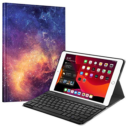 FINTIE Tastatur Hülle für iPad 9. Generation (2021)/ 8. Gen (2020) / 7. Gen (2019) 10.2 Zoll - Ultradünn leicht Schutzhülle mit magnetisch Abnehmbarer Bluetooth Tastatur mit QWERTZ Layout, Galaxie