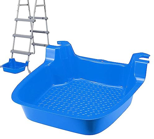 Deno Fußbadewannen-Zubehör Für Whirl-Pools Und Spa-Pools | Rutschfestes Fußbad Für Oberirdische Pools Hält Schmutz Und Ablagerungen Vom Wasser Fern | Auf Einer Poolleiter Montiert (41 X 42 X 13 cm)