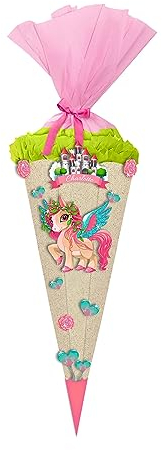 Ursus 9770002-Schultüte Bastelset, Green&Easy, Pegasus, Höhe ca. 68 cm, Durchmesser ca. 20cm, inklusive Bastelanleitung, Vorlagebogen, zum Selbstbasteln, ideal für die Einschulung, Mehrfarbig, Mittel