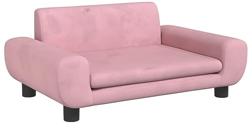 vidaXL Lit pour Chien, Canapé pour Animaux de Compagnie avec Cadre en Bois, Panier pour Chiots Maison Intérieur, Rose 70x45x33 cm Velours